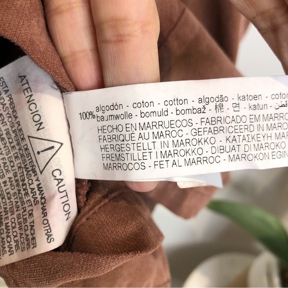 Zara pink/brown corduroy button up mini dress size XS NWT - Picture 4 of 11